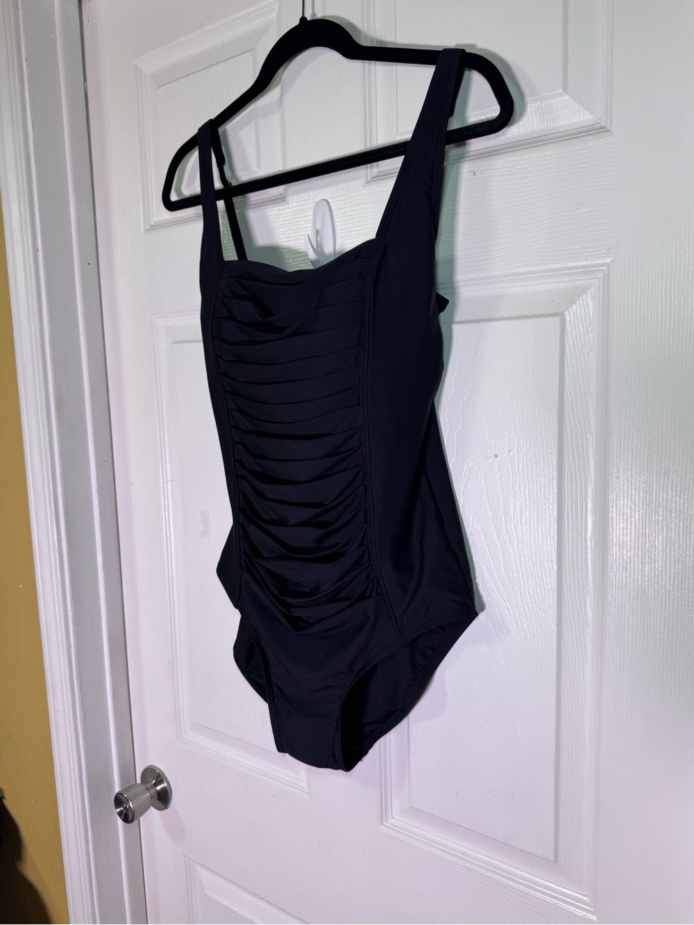 Calvin Klein Dark Black Pleated Front One-Piece Swimsuit - Picture 4 of 8